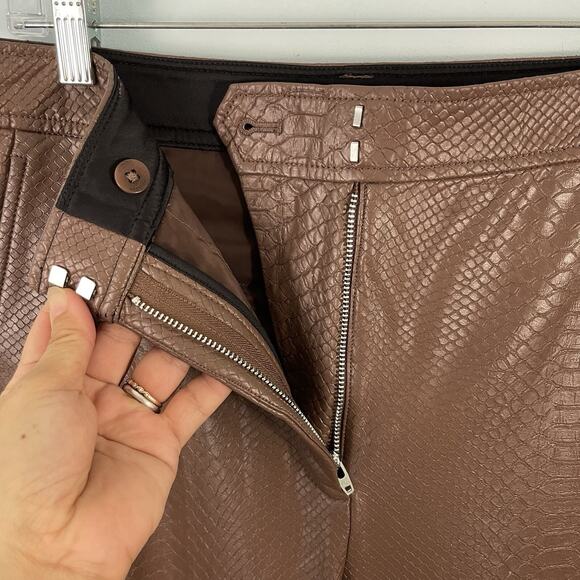 Aritzia Babaton Command Faux Leather Pants Size 12 Brown Python - Picture 10 of 16